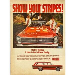 Ford Fairlane "That GT Feeling: Runs in the Fairlane Family" Vtg Print Ad 1967